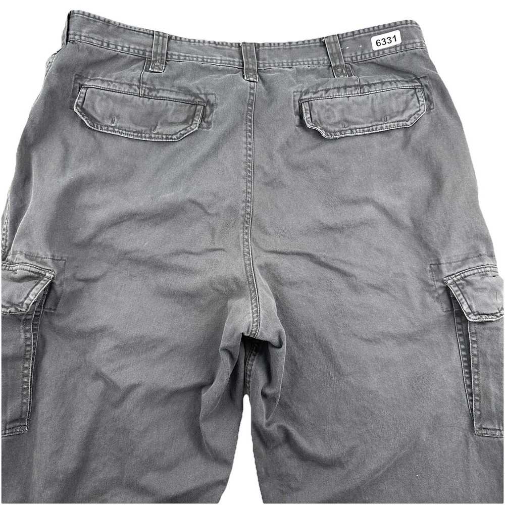 Y2K Old Navy Loose Cargo Pants Men 40x32 Gray 100% Cotton Utility Skater Grunge